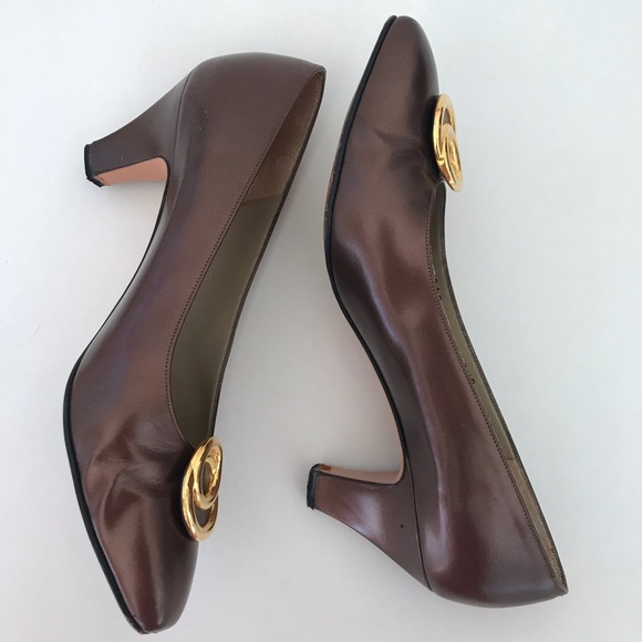 Ferragamo Bronze Vintage Heels - Picture 5 of 11